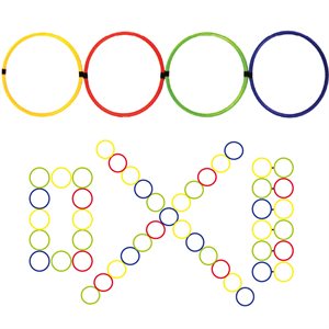 Échelle d'agilité composée de 12 cerceaux multicolores
