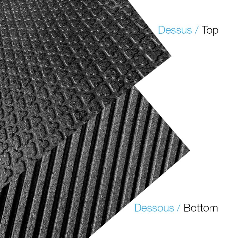 Tuile en caoutchouc Texture en T modèle standard - 1,3 cm (½") d'épais